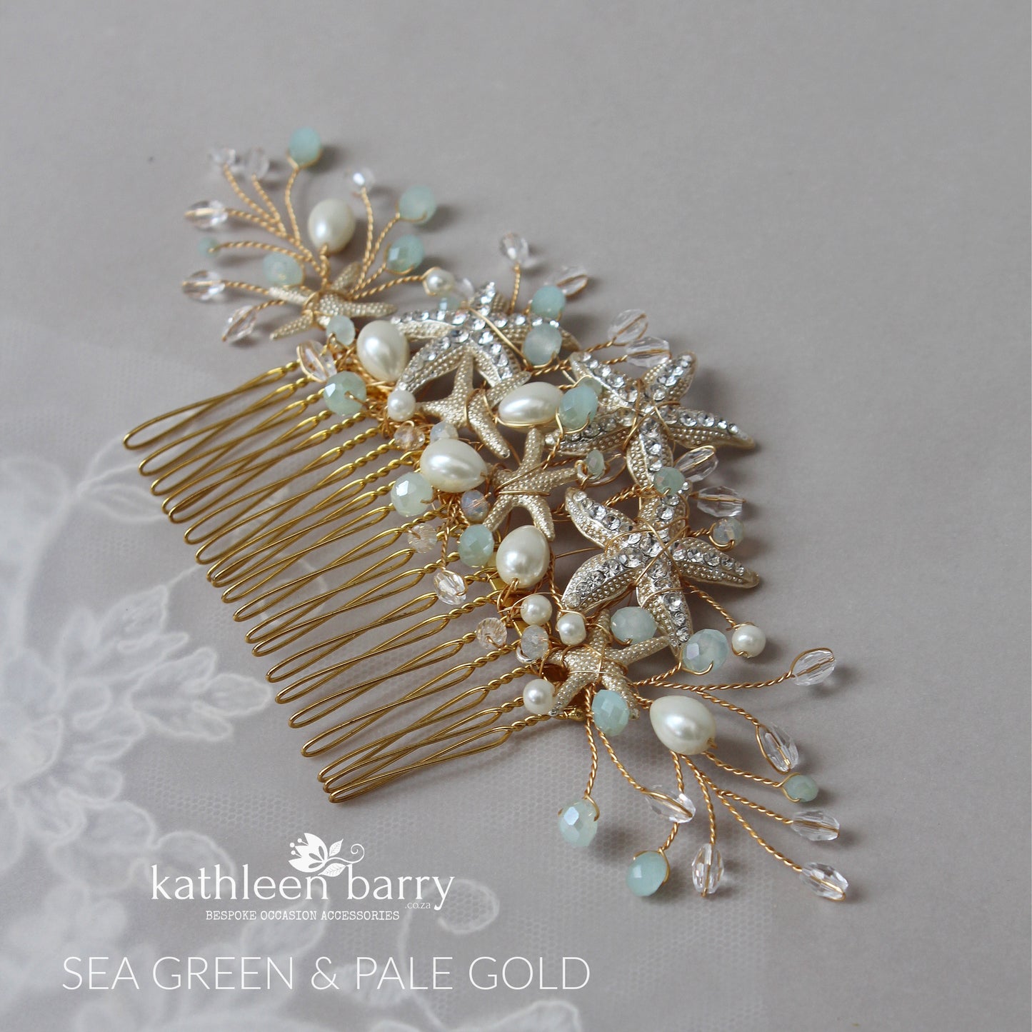 Starfish Crystal, Pearl & Rhinestone Comb - Color and finish options available