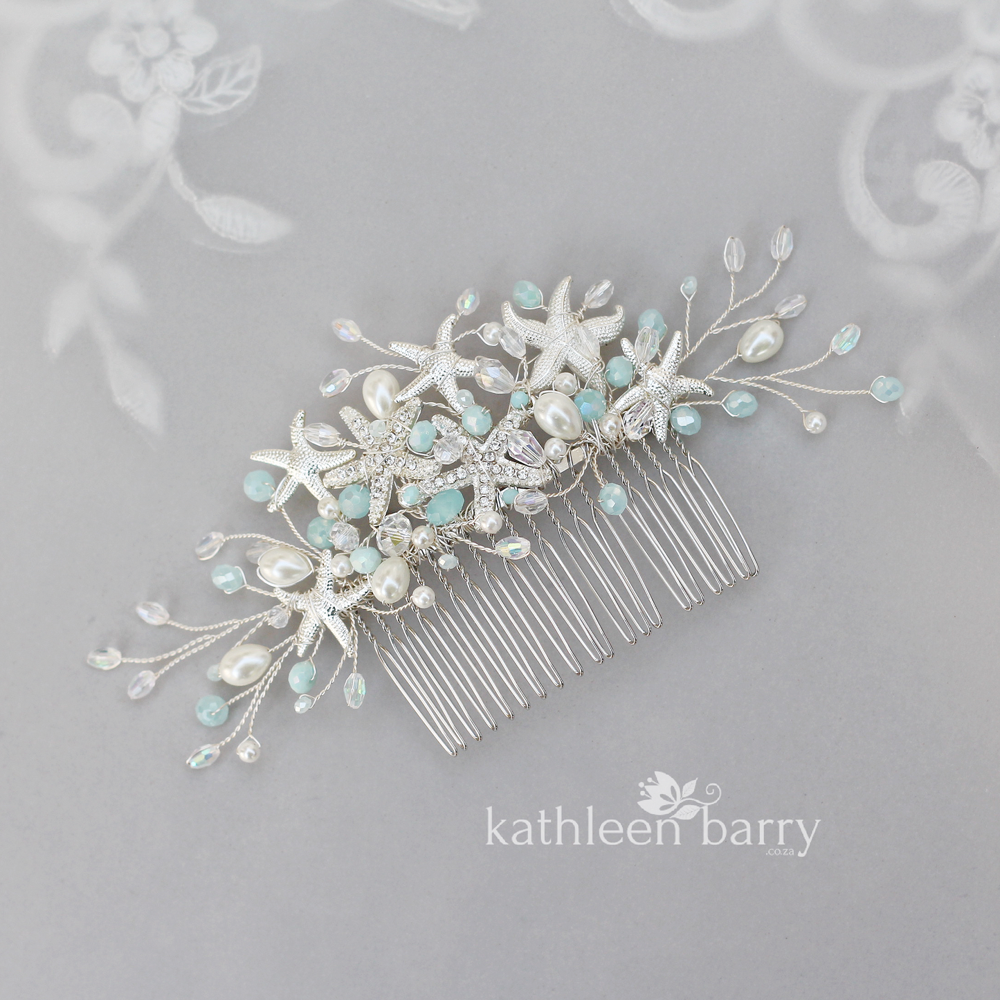 Starfish Crystal, Pearl & Rhinestone Comb - Color and finish options available