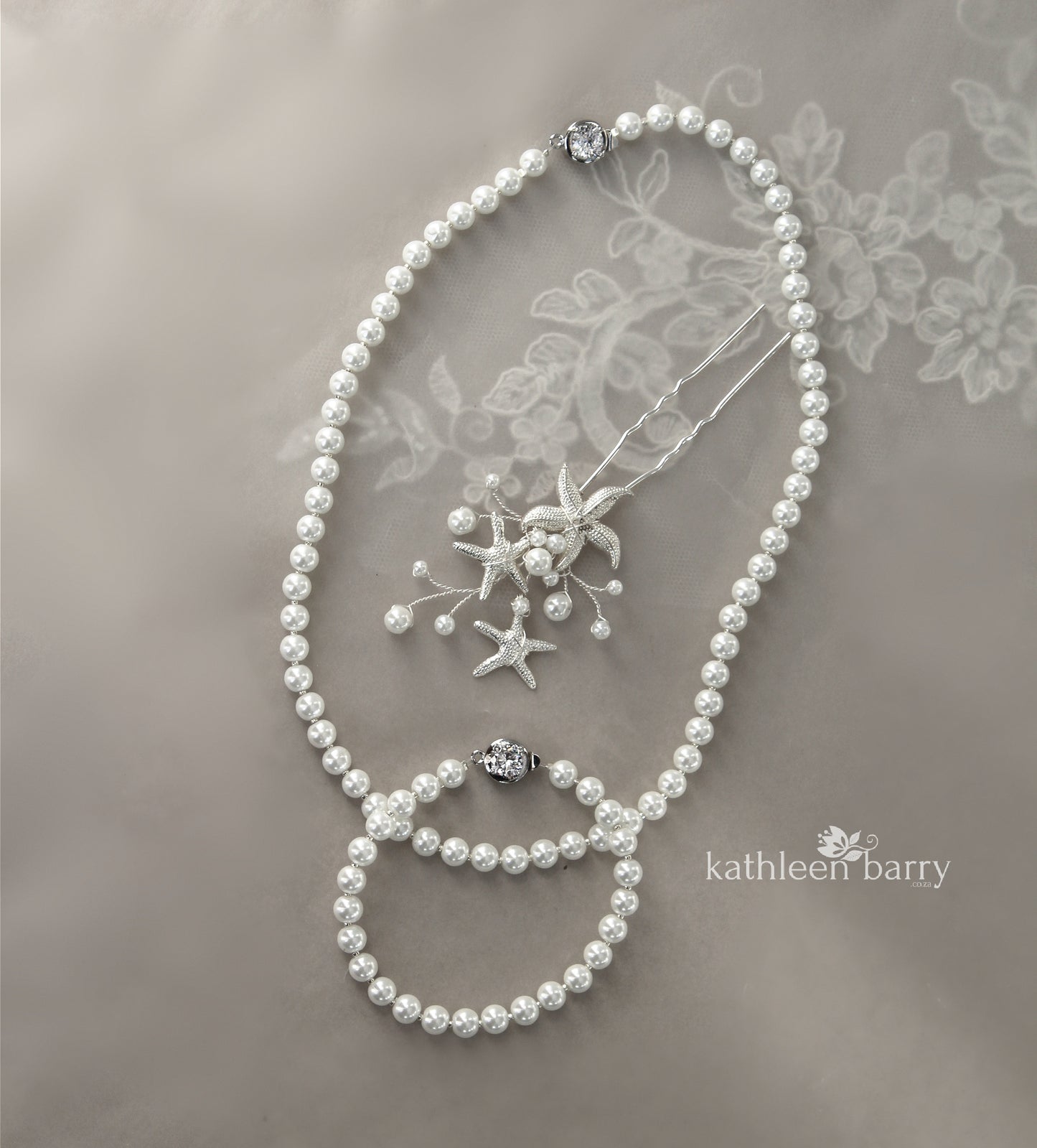 Starfish and pearl hair pin sea star beach wedding - Sold Individually - silver, gold or rose gold