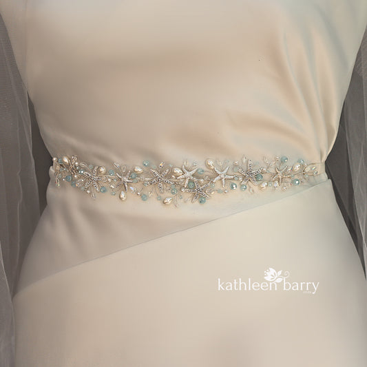 Megan Starfish wedding dress sash belt - color options available