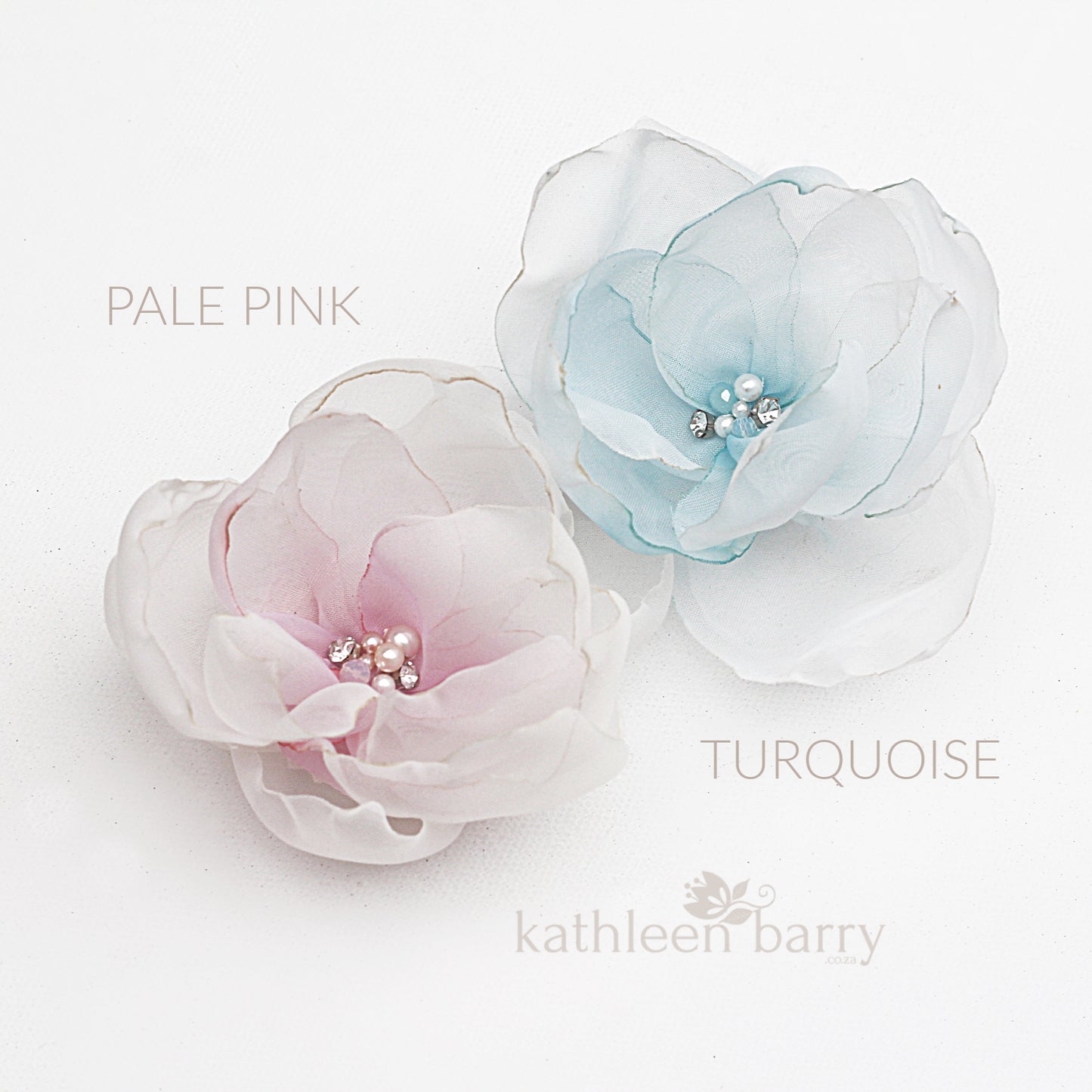 Flower clip - Hand painted Ombré fabric flower with pearl & rhinestone detail - colors to order