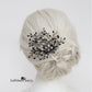 Tayla - Opaque Black crystal, Rhinestones and hints of pewter silver hairpiece