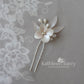 Tegan floral hair pin pearl and silver detailing - Color options available