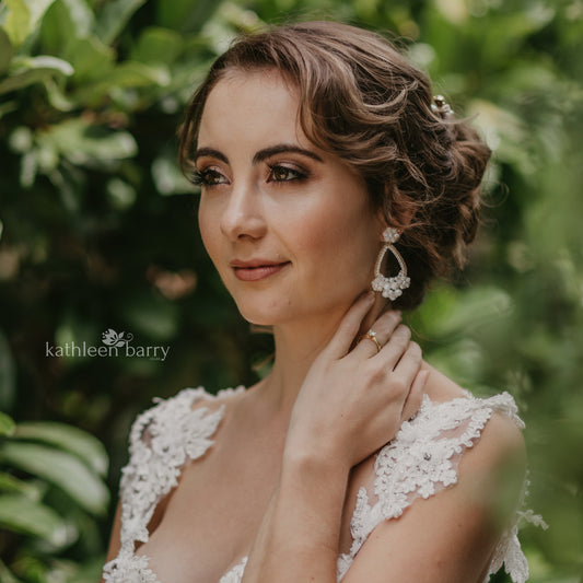 Tessa chandelier floral hoop statement earrings - assorted colors available - Limited stock floral hoop earrings