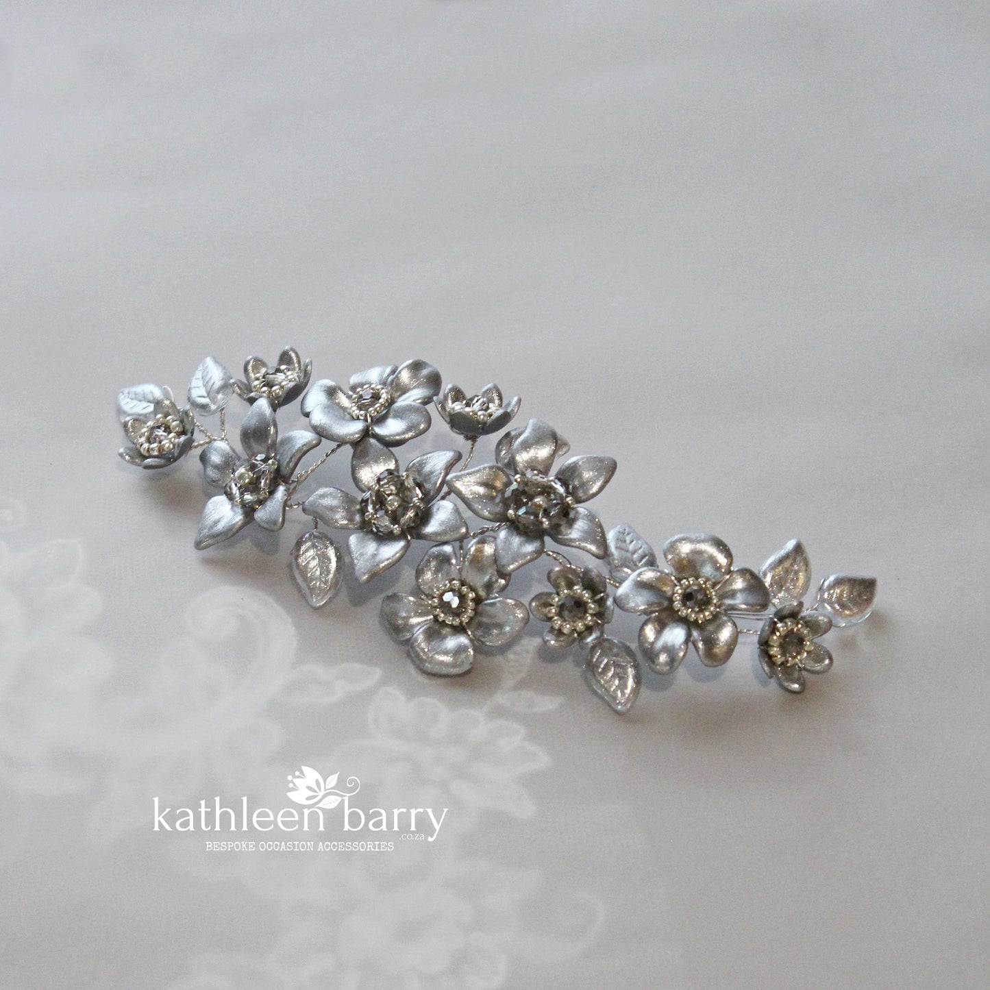 Vintage silver flower hairpiece - assorted custom colors available Bridal hair accessories