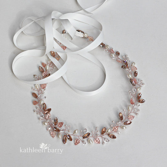 Judith rose gold wedding dress belt - Assorted colors available silver, gold or rose gold finish