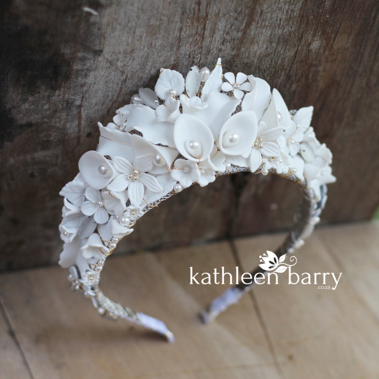 Zozi white botanical crown tiara style floral white - Custom colors availabel