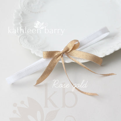Maria Metallic ribbon bridal tossing garter -available in rose gold, silver and pale gold