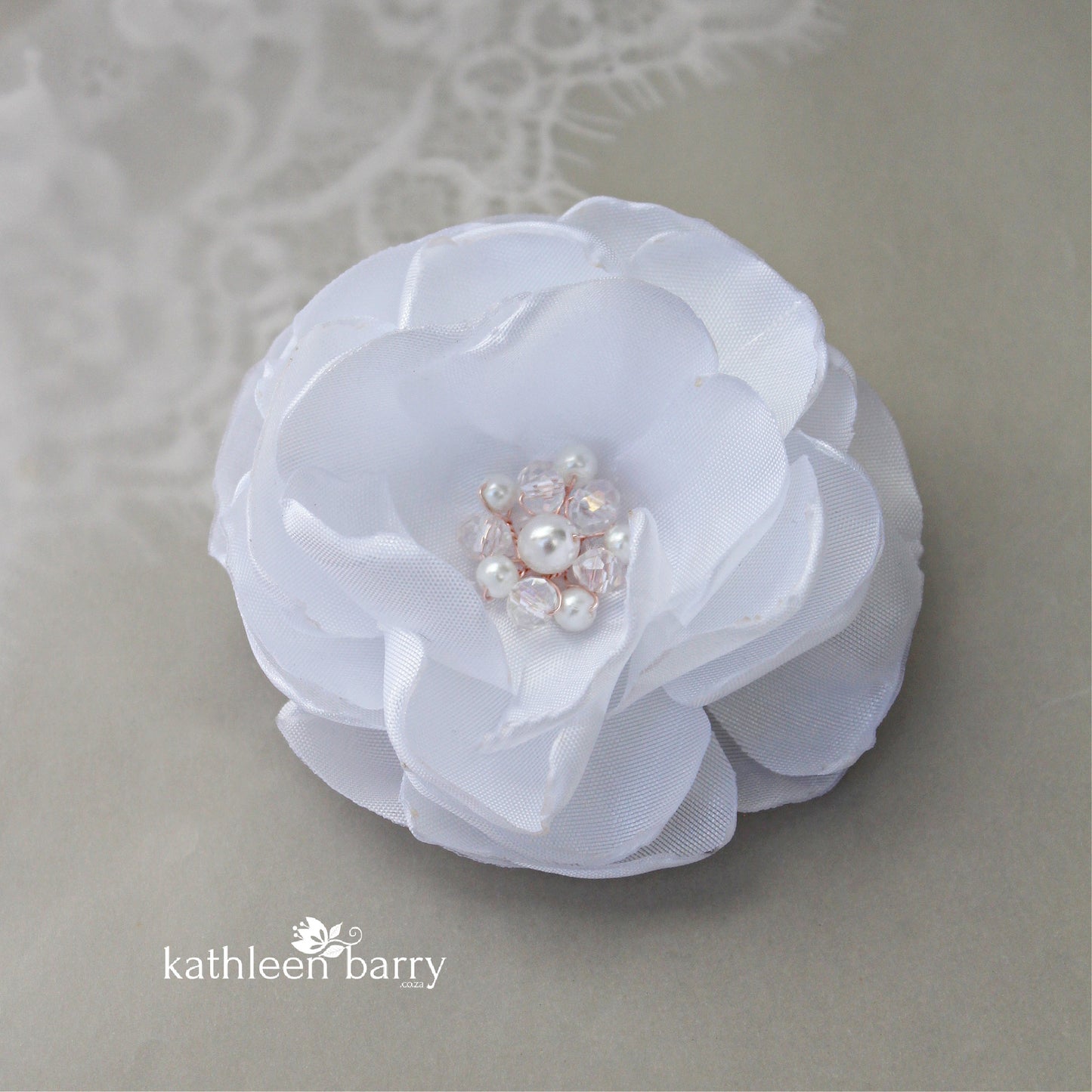 Taffeta Hair flower white, ivory or nude/blush - silver, gold or rose gold with dual purpose, hair clip/ brooch