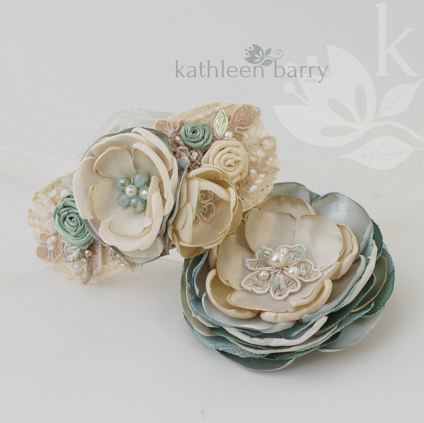 Wrist Corsage Lace fabric flowers - Bridal or Prom - color options available