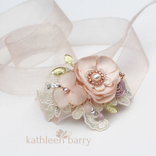 Blush pink wrist corsage wedding prom custom colors